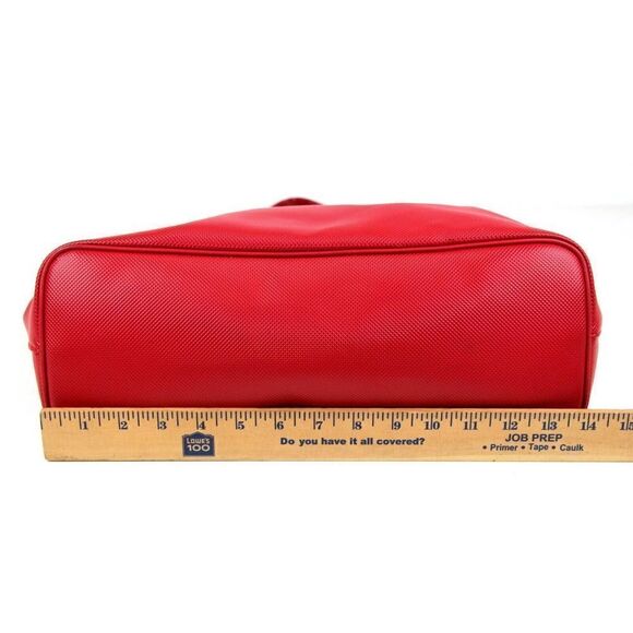 LRG Longchamp RED TEXTURED GENUINE LEATHER TOP ZIP TOTE SHOULDER BAG HANDBAG - Picture 13 of 16